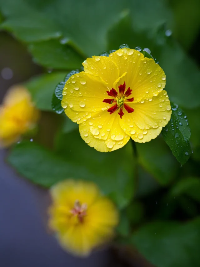 flor-amarela-molhada-de-chuva